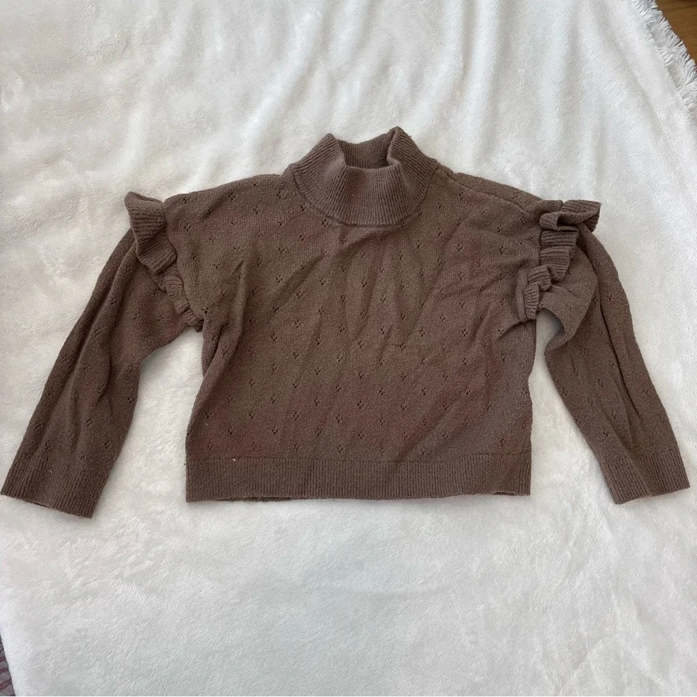 Baby GAP 2T brown CashSoft Pointelle Sweater cropped